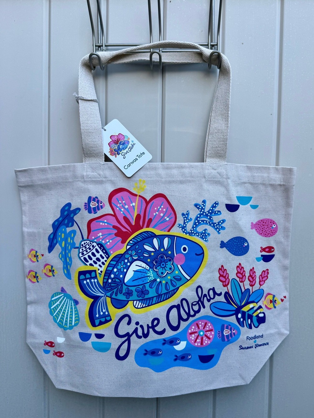 NWT Foodland Hawaii Give Aloha Suzanne Jennerich Canvas Tote